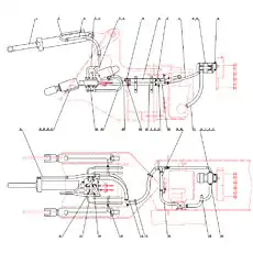 Front frame oil return transit connector - Блок «Система гидравлического инструмента»  (номер на схеме: 12)