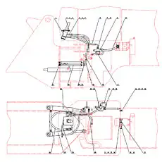 Rear frame turning transit pipe - Блок «Гидравлическая система рулевого управления»  (номер на схеме: 21)