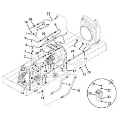 Lubricant from cooler to transmission - Блок «Масляный контур в сборе трансмиссии и крутящего момента (CDM835E.02 I .02)»  (номер на схеме: 12)