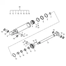 SCREW M8×20-8.8-ZN.D - Блок «BUCKET TILTING CYLINDER 10C2757_000_00»  (номер на схеме: 21)
