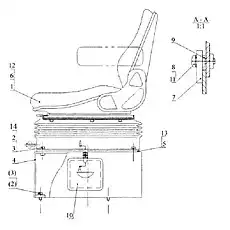 Кресло водителя - Блок «46E0002 Кресло оператора»  (номер на схеме: 6)
