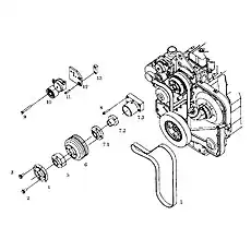 Распорная деталь, вентилятор - Блок «Передняя часть двигателя»  (номер на схеме: 6.3)