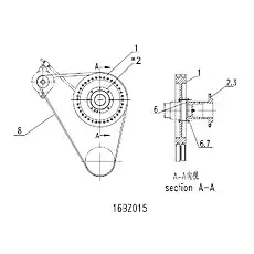 FAN PULLEY - Блок «Шкив вентилятора, установка приводного ремня и группа адаптера вентилятора»  (номер на схеме: 1)