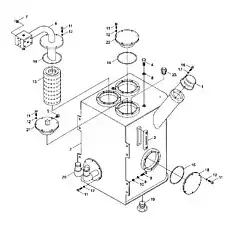 Manometric joint M14 x 1.5ED - Блок «9F653-58A000000A0 Hydraulic oil tank assembly»  (номер на схеме: 5)
