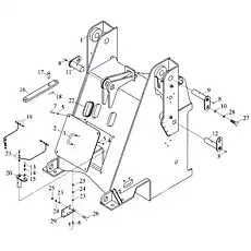 Валик чеки подъемного цилиндра - Блок «Полурама передняя»  (номер на схеме: 12)