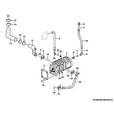 Gear pump 160/10 - Блок «Рабочий гидравлический насос в сборе F1100-2911001233.S»  (номер на схеме: 1)
