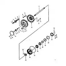 Gear ring - Блок «Главный привод передней оси в сборе»  (номер на схеме: 24)