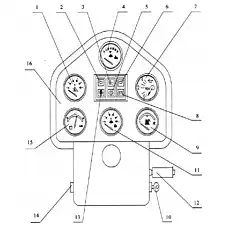 Индикатор давления масла в двигателе - Блок «Индикаторная панель»  (номер на схеме: 7)