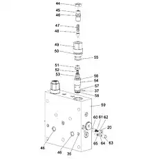 Pressure adjusting screw - Блок «SLEWING CUSHION VALVE (CUSHION VALVE) D1010300495_6500Y»  (номер на схеме: 45)