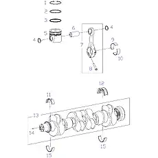 MAIN BEARING, LOWER - Блок «Crankshaft, piston connecting rod»  (номер на схеме: 15)