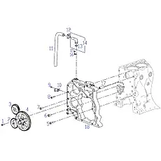 JOINT ASSEMBLY, FUMES DISPOSAL - Блок «Rear gear chamber, camshaft gear, high-pressure oil pump gear, air pressure pump gear»  (номер на схеме: 14)