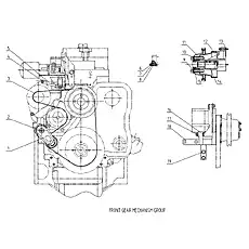 BASE ASSEMBLY (PRESSED), FAN BEARING - Блок «FRONT GEAR MECHANISM GROUP D16A-000-900»  (номер на схеме: 14)