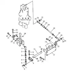 pin cotter - Блок «Соединение управления трёхстержневым рыхлителем»  (номер на схеме: 8)