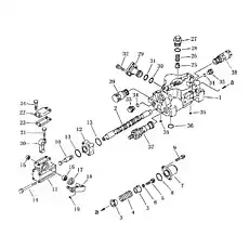 valve check - Блок «Трехстержневой управляющий клапан рыхлителя»  (номер на схеме: 25)
