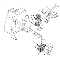 O-ring - Блок «Крепление рабочего оборудование клапанов (с одним стержнем рыхлителя)»  (номер на схеме: 14)