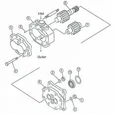 nut M12X1.5 - Блок «Steering pump assembly»  (номер на схеме: 1)
