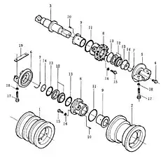 shaft, track roller - Блок «Катки»  (номер на схеме: 3)