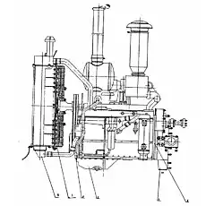 Водяной бак - вентилятор - Блок «Двигатель в сборе»  (номер на схеме: 1)