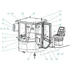 Right lock - Блок «Система кабины водителя 1»  (номер на схеме: 23)