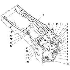 Upper hinge Pin assembly - Блок «Задняя рама в сборе»  (номер на схеме: 9)