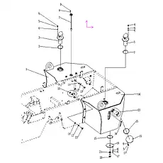 Hydraulic Oil tank - Блок «Рабочий и топливный баки»  (номер на схеме: 14)
