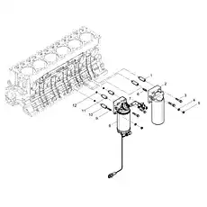 Coarse filter sensor harness bracket - Блок «Fuel Filter Group»  (номер на схеме: 7)