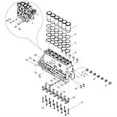 Turbocharger bracket - Блок «Cylinder block subassembly»  (номер на схеме: 18)