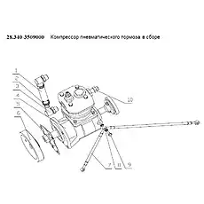 Вентиляционная труба - Блок «340-3509000 Компрессор пневматического тормоза в сборе»  (номер на схеме: 1)