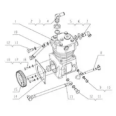 Air compressor intake joint - Блок «G0219-3509000 Пневматический воздушный компрессор в сборе»  (номер на схеме: 2)
