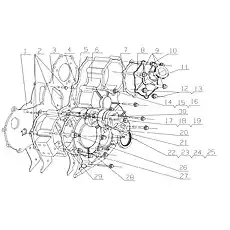 Fuel injection pump gear cover - Блок «G06CA-1002200 Корпус механизма в сборе»  (номер на схеме: 28)