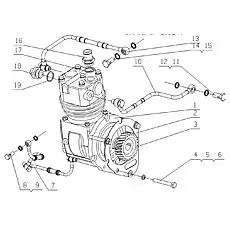 Air inlet joint, air compressor - Блок «L3002-3509000 Воздушный тормоз, воздушный компрессор в сборе»  (номер на схеме: 16)