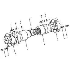 Сборка карданного шарнира - Блок «Комплекс заднего передаточного вала»  (номер на схеме: 5)