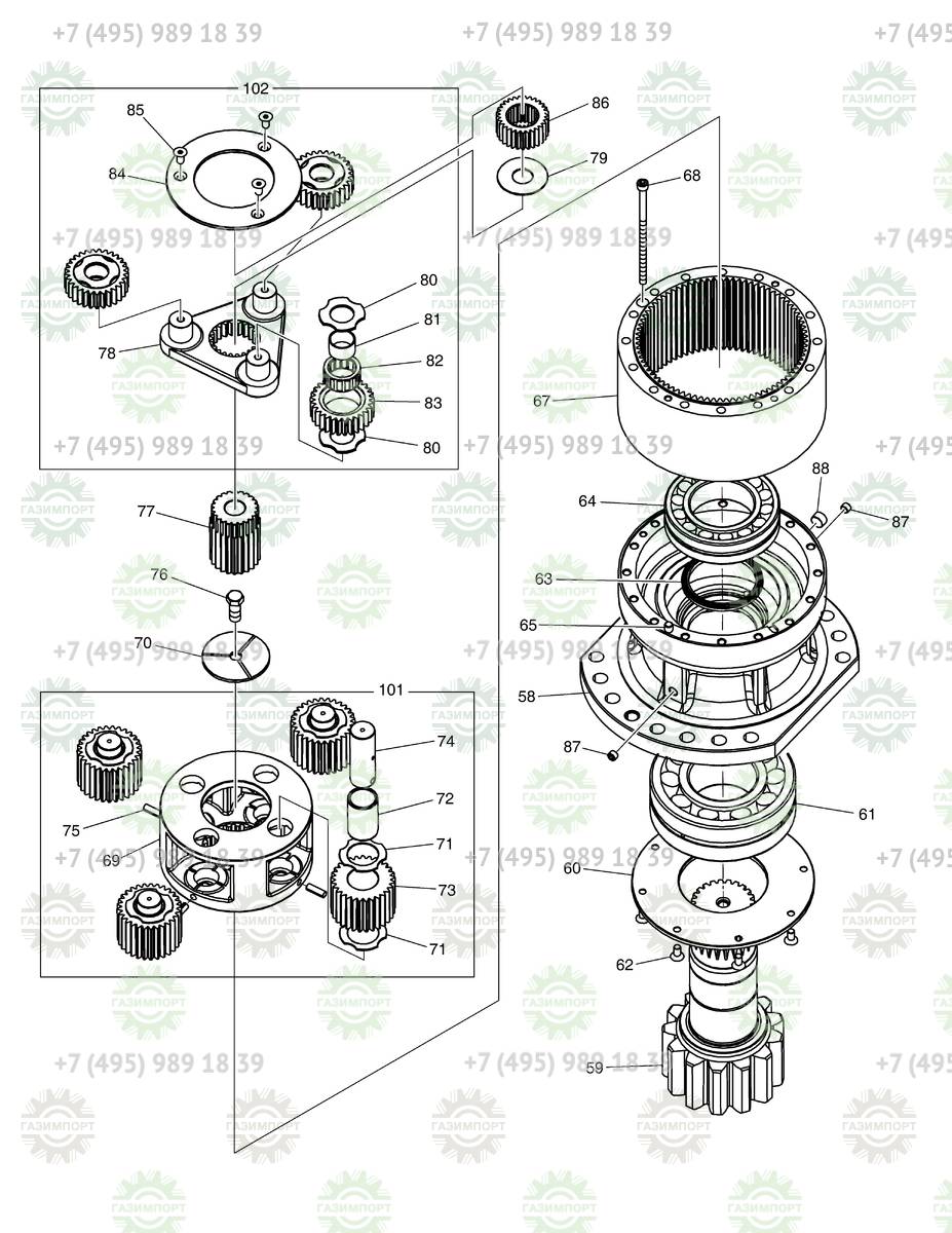 SWING REDUCTION GEAR для Doosan DX380LL-5: цены, купить запчасти на Doosan  DX380LL-5 | Газимпорт