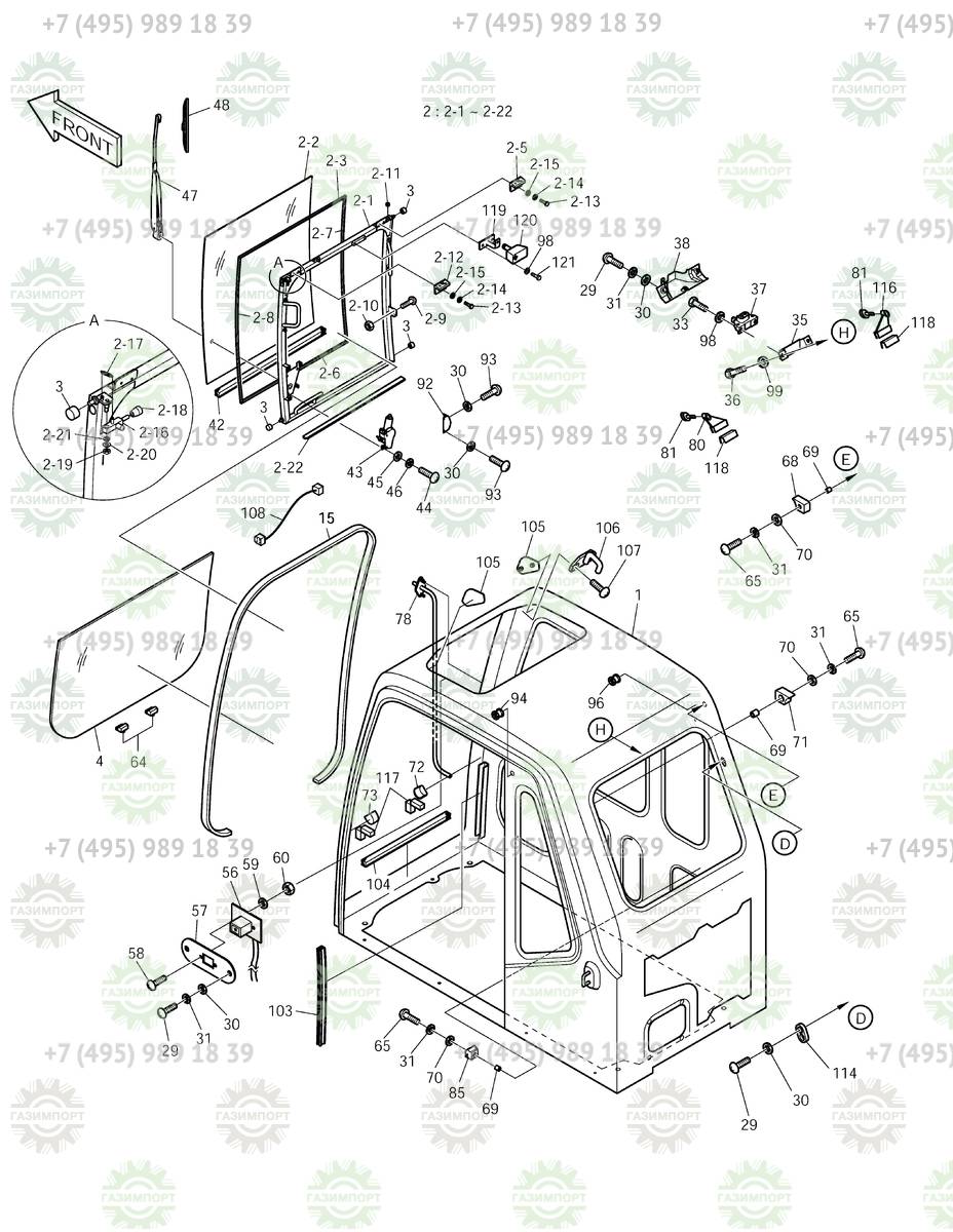 903-00055A GLASS,FRONT - Запчасть для Doosan V-MODEL SOLAR 210W-V купить в  компании ГАЗИМПОРТ