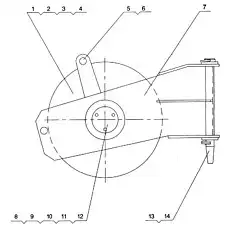 Pin shaft - Блок «QAY50.18 Колпак стрелы одиночного шкива»  (номер на схеме: 14)