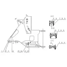 Rear pin weldment of lift cylinder - Блок «Передняя рама в сборе»  (номер на схеме: 11)