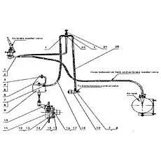 Hose from control valve to cutoff cylinder - Блок «Стояночная тормозная система»  (номер на схеме: 20)
