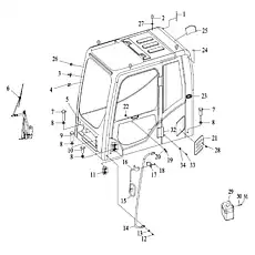 BACK NIRROR SUPPORT, (REAR) YZ-ZWJSS-013 - Блок «OPERATOR'S CAB»  (номер на схеме: 17)