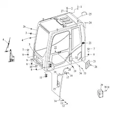 BACK NIRROR SUPPORT, (REAR) YZ-ZWJSS-013 - Блок «OPERATOR'S CAB»  (номер на схеме: 17)