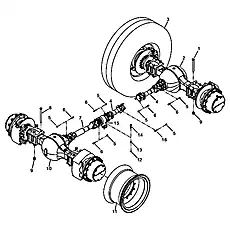 Middle/rear drive shaft assembly - Блок &laquo;Система осей&raquo;  (номер на схеме: 4)