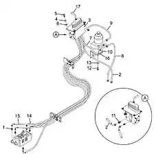 Distribution valve small chamber hose - Блок «Система управления вспомогательным клапаном»  (номер на схеме: 14)