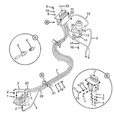 Pilot valve oil return hose M20x1.5 - Блок «Система управления вспомогательным клапаном»  (номер на схеме: 15)