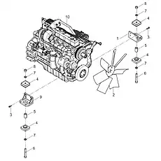 FAN - Блок «ENGINE MOUNTING 40C3879_005_00»  (номер на схеме: 2)