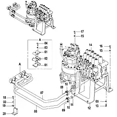 TUBE ASSEMBLY - Блок «MAIN HYDRAULIC SYSTEM-MAIN CONTROL VALVE PIPINGS (B) 15E0575»  (номер на схеме: 07)