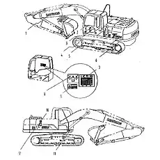 Иллюстрации к правилам управления машиной посредством джойстиков - Блок «Предупредительные знаки и таблички 1»  (номер на схеме: 8)