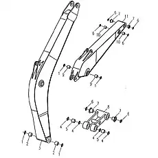 Рычаг - Блок «Стрела, рукоять ковша и шатунный механизм»  (номер на схеме: 8)