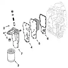 GASKET,OIL COOLER CORE - Блок «Охладитель, Масло в двигателе»  (номер на схеме: 6)