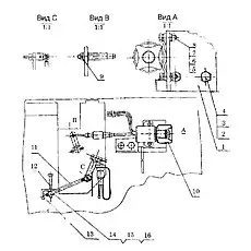 Кронштейн, клапан соленоида отключения - Блок «Система экстренной остановки»  (номер на схеме: 1)