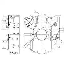 Cover-plate for flywheel case opening - Блок «Корпус маховика»  (номер на схеме: 12)