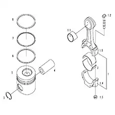 Connecting-rod nut - Блок «Поршень и соединительный шатун»  (номер на схеме: 1.5)